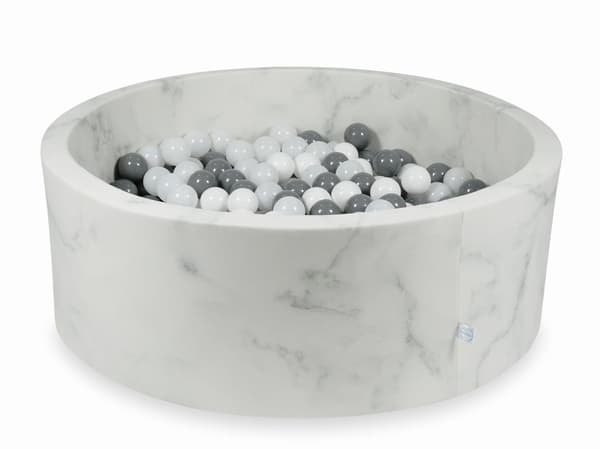 Torr pool 110x40 marmor med 500 bollar: vit, grå, vit tröja
