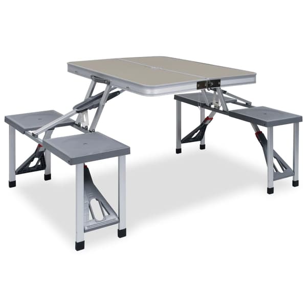 vidaXL Hopfällbart campingbord med 4 platser, stål, aluminium