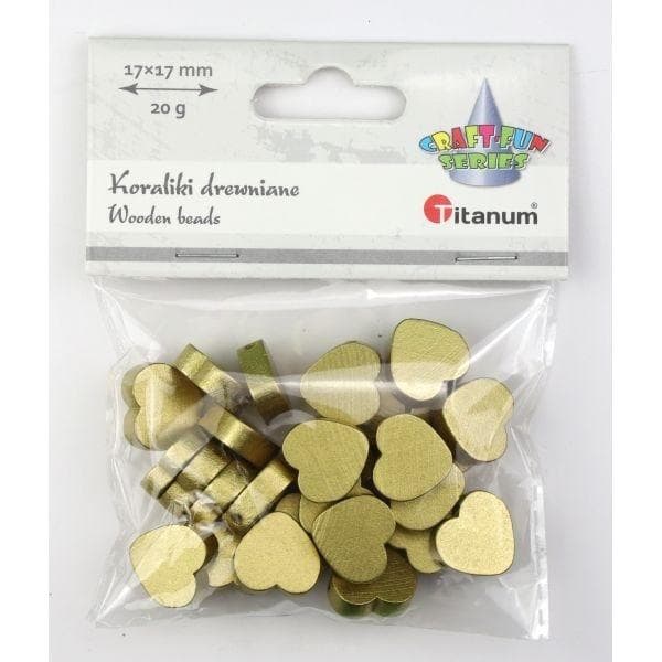Trähjärtpärlor platta 17x17mm guld 20g