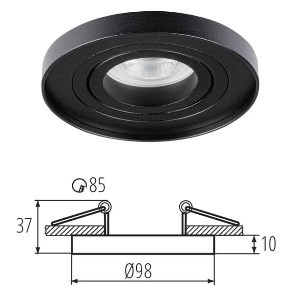 LED loftspotlight Tiny 10W GU10 aluminium sort Kanlux