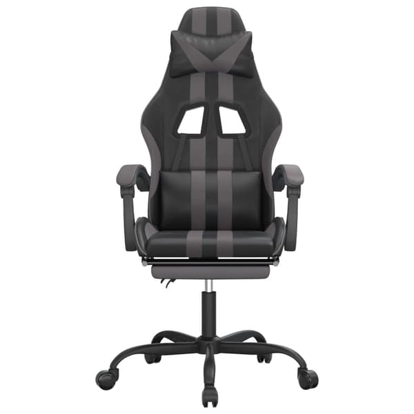 vidaXL drejelig gamingstol med fodstøtte, sort og grå