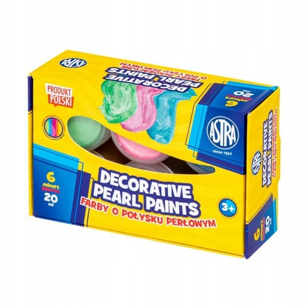 Astra dekorative malinger med perleglans, 6 farver x