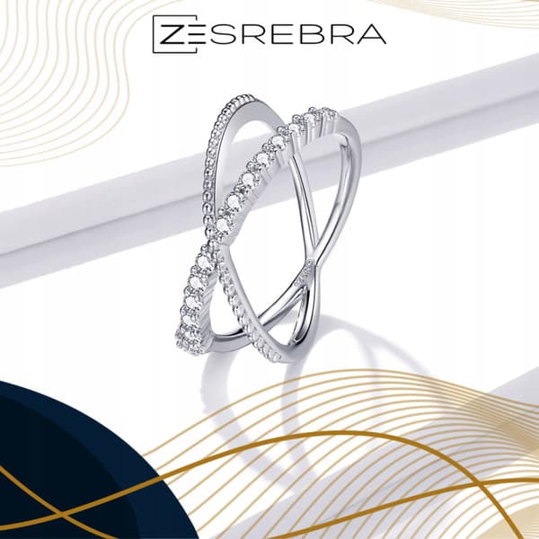 Sølv dobbelt ring 925 sølv størrelse 17 infinity zirkoner