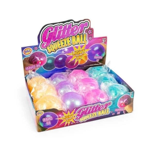 Glitterkugle med lys 7 cm MIX