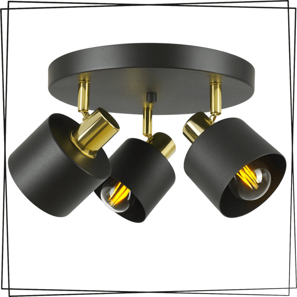 SORT LOFT LAMPE LYKRONE 3x E27 METAL PLAFON SPOT INDUSTRIEL