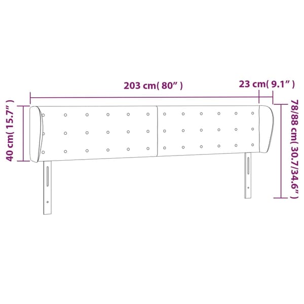 vidaXL vingeformet sengegavl lysegrå 203x23x78/88 cm stof