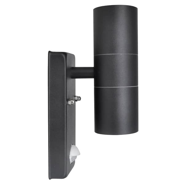 Cylindrisk LED-væglampe med sensor, rustfrit stål, sort