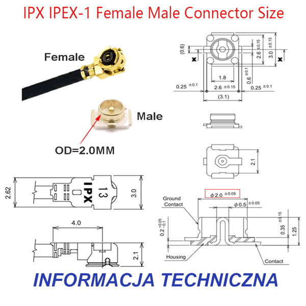 Pigtail UFL hun / N-fatning RF1.13 20cm