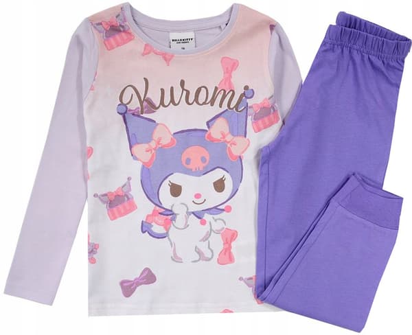 Flickapyjamas i bomull Kuromi Hello Kitty lila 104 D051Ń
