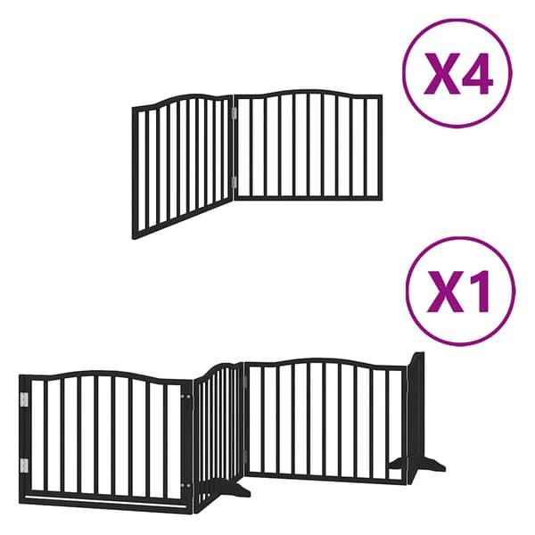 vidaXL foldbar hundegitter med dør 12 paneler sort 960 cm