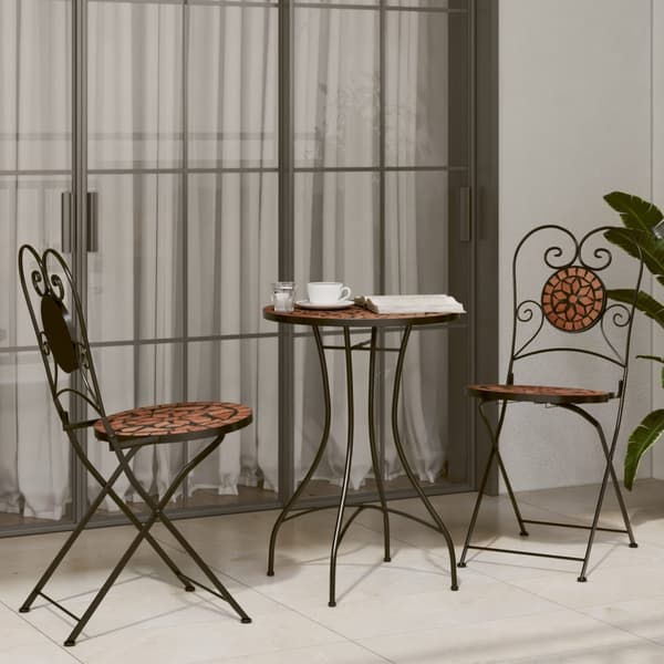vidaXL foldbare bistrostole, sæt med 2, terrakotta, keramik