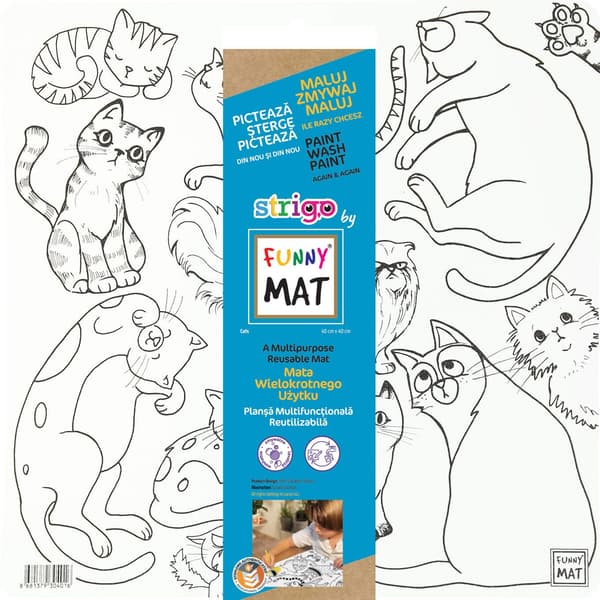 Strigo Rolig Matta Vit. Katter 40x40cm
