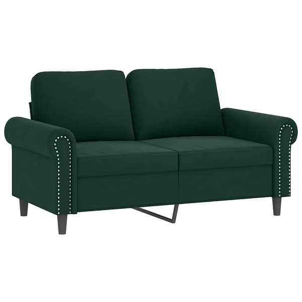 vidaXL 2-sitssoffa med kuddar, mörkgrön, 120 cm, sammet