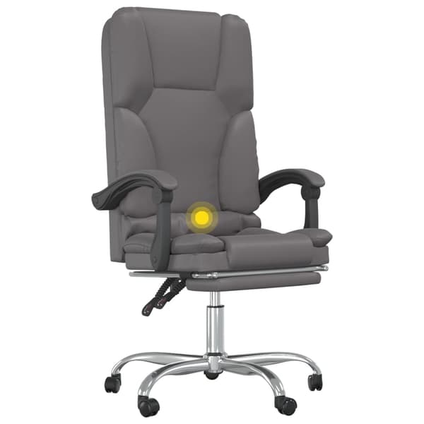 vidaXL lænestol med massagefunktion, grå, kunstlæder