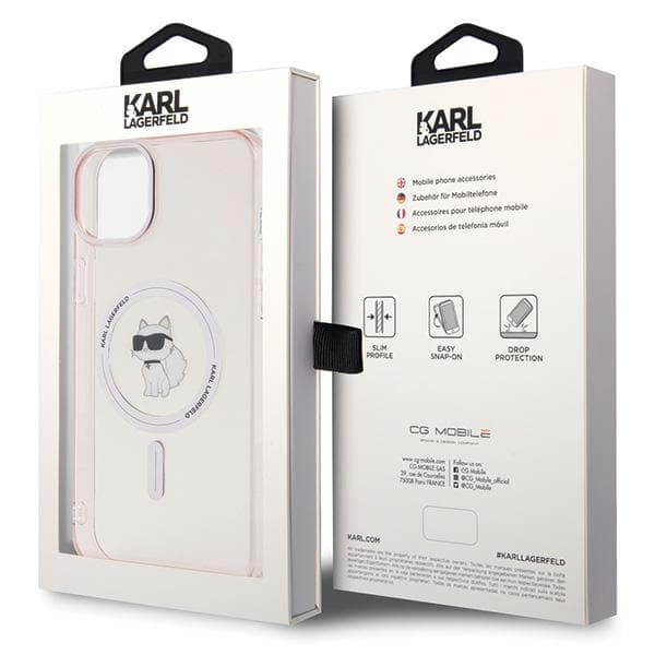 Karl Lagerfeld IML Choupette MagSafe-etui til iPhone 15 Plus, lyserød