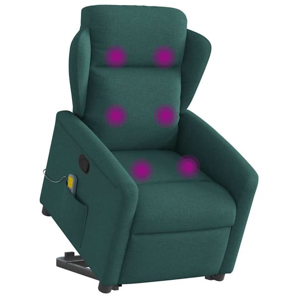 vidaXL Lyftbar massagefåtölj mörkgrön tyg