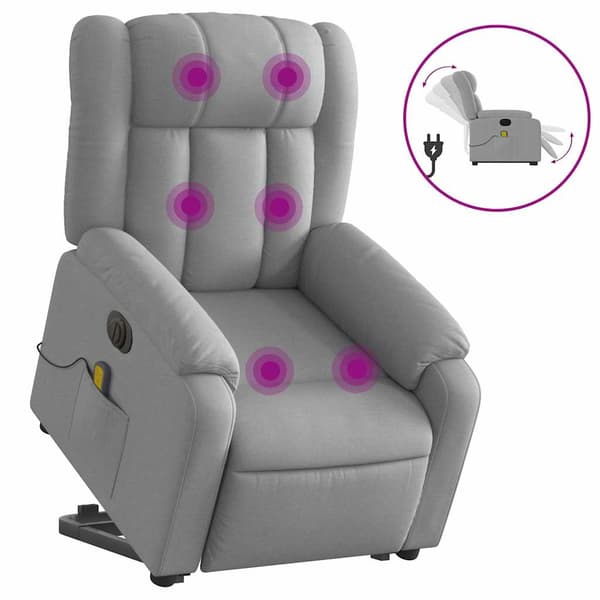 vidaXL Elektrisk lyftande massagefåtölj ljusgrå