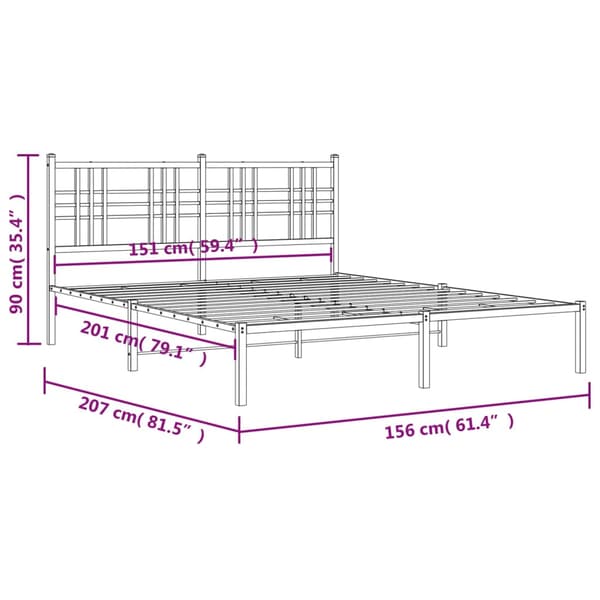 vidaXL metalsengestel med hovedgærde hvid 150x200 cm