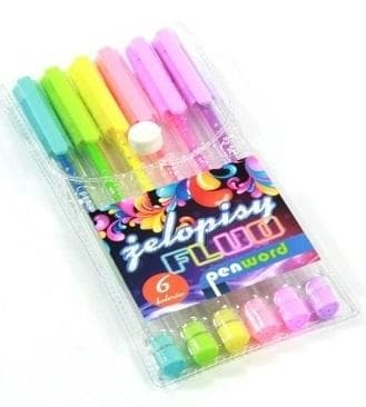 Fluorescerende gelpen 6 farver