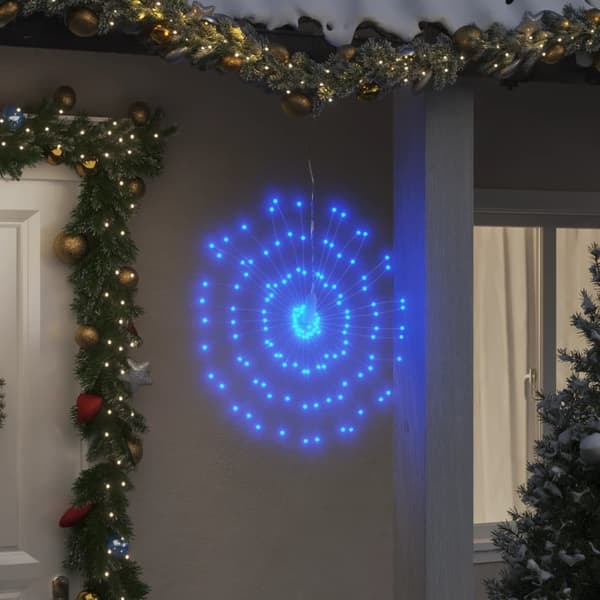 vidaXL julepynt med 140 LED-lys, 8 stk., blå, 17 cm