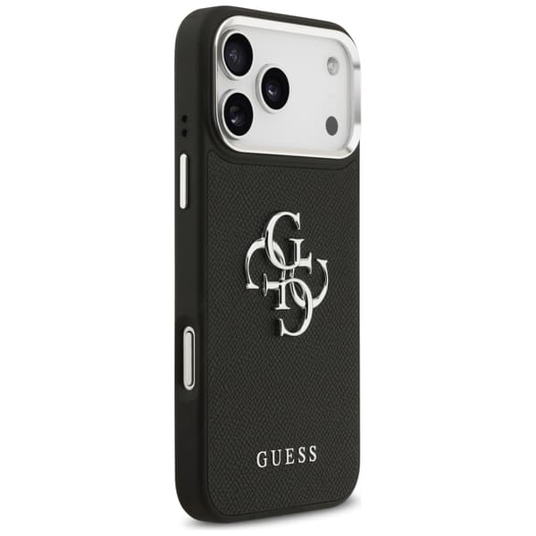 Guess Grained Big 4G Classic Logo cover til iPhone 17 Pro Max, sort
