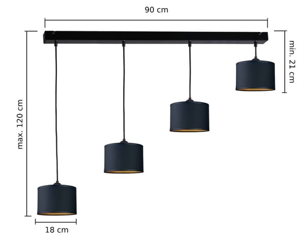 Riippuvalaisin 4xE27 FLOW BLACK