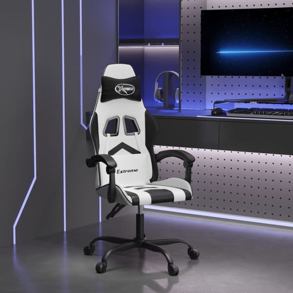 vidaXL gamingstol, sort og hvid, kunstlæder