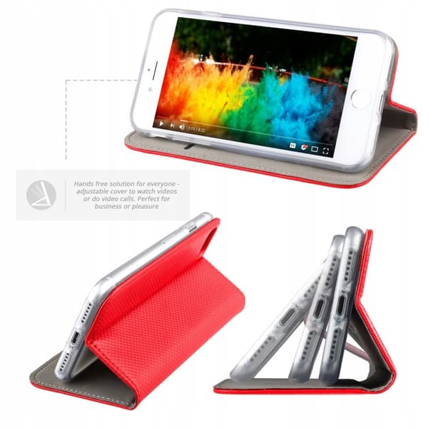 Fodral för APPLE iPhone 6 / 6s SMART BOOKFODRAL PLÅNBOK RÖD + GLAS