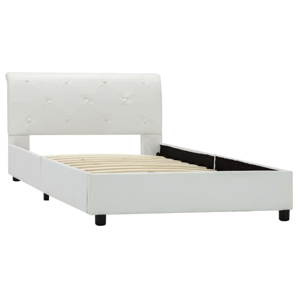 vidaXL Sängram vit konstläder 90 x 200 cm
