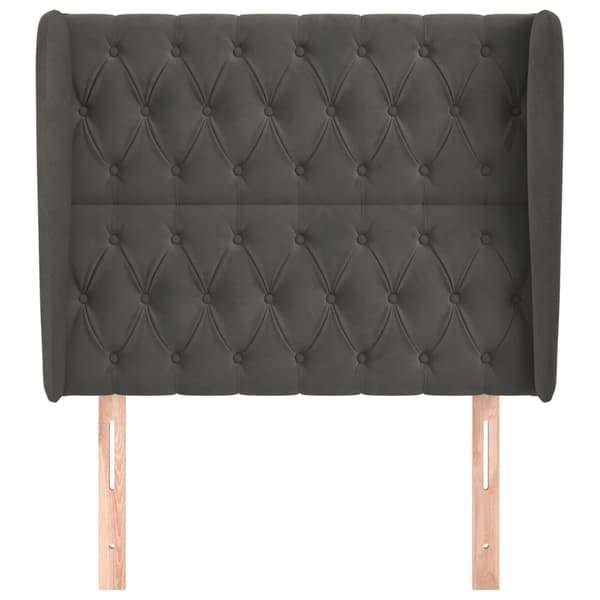 vidaXL Vingad sänggavel mörkgrå 103x23x118/128 cm sammet