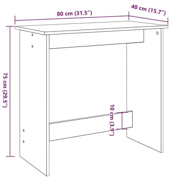 vidaXL skrivebord, sort, 80x40x75 cm, træbaseret materiale
