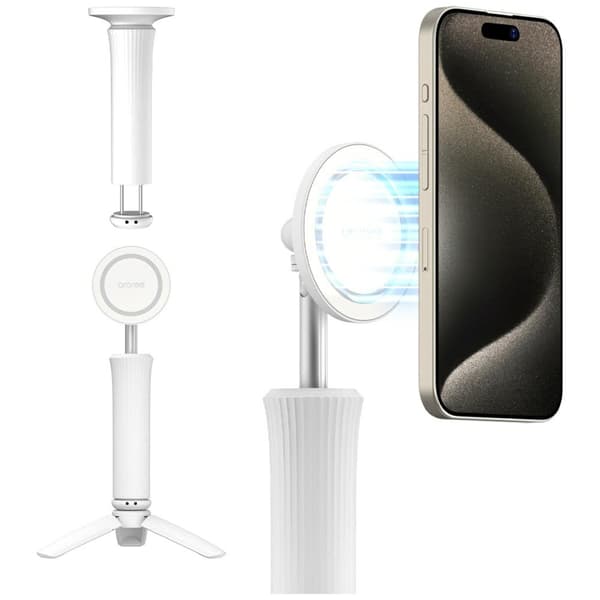 Selfie-stativhållare, stativ, Araree Lite, stativ för MagSafe Bluetooth vit