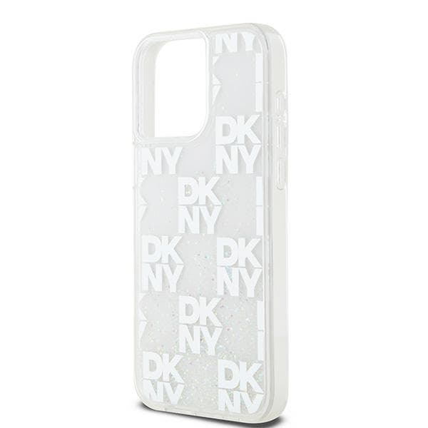 DKNY Liquid Glitter Multilogo-cover til iPhone 15 Pro Max, hvid