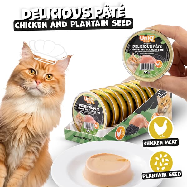Vådfoder til katte Kyllingepaté med kage Lækker paté UniQ Pets 8x30g