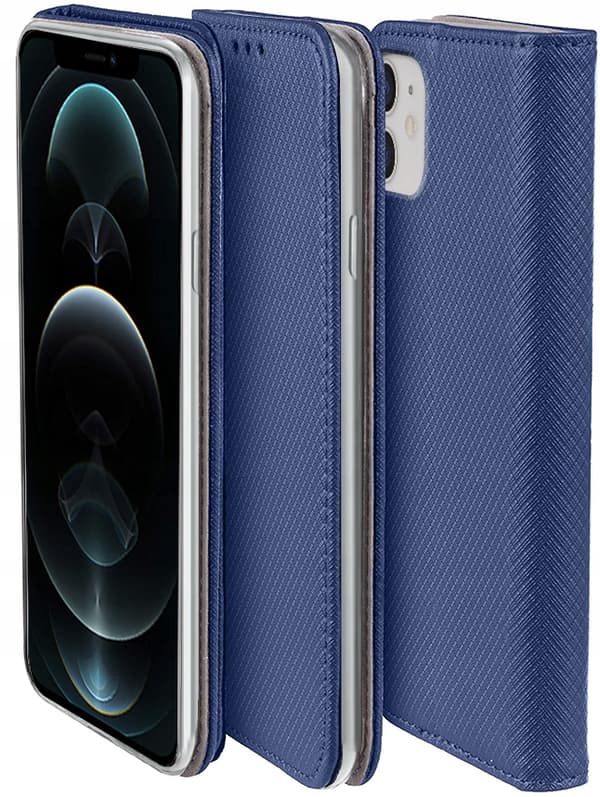 Etui til APPLE IPHONE 12/12 PRO SMART MAGNET BOOKETUIL MARINEBLÅ + Glas