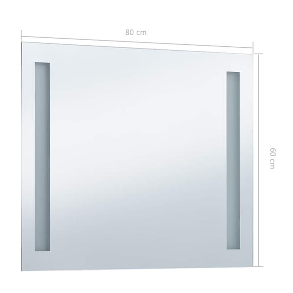 vidaXL Väggmonterad badrumsspegel med LED, 80 x 60 cm