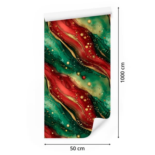 Mustetapetti Punainen, vihreä ja pullonvihreä 50x1000 cm