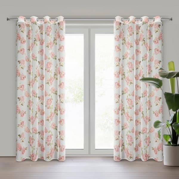 MELA gardin 140x250 cm lyserøde blomster