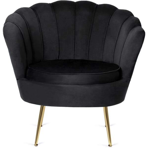 ANGEL Shell Lænestol til Stuen, Sort Velour, Moderne