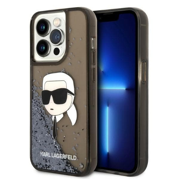 Karl Lagerfeld Glitter Karl Head-etui til iPhone 14 Pro Max, sort