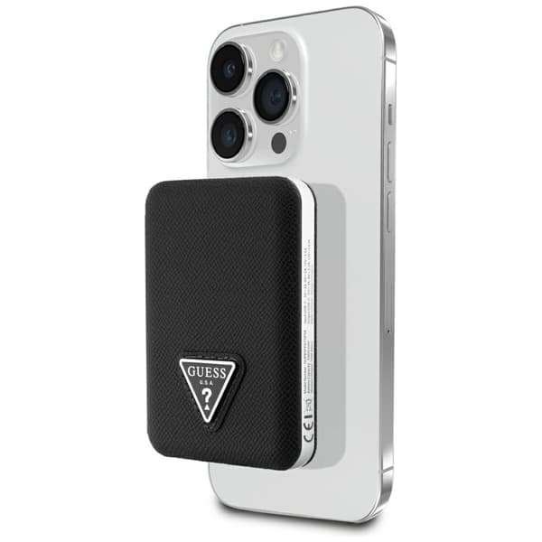 Guess Grained Triangle Induktiv Powerbank 5000mAh 15W USB-C MagSafe Sort