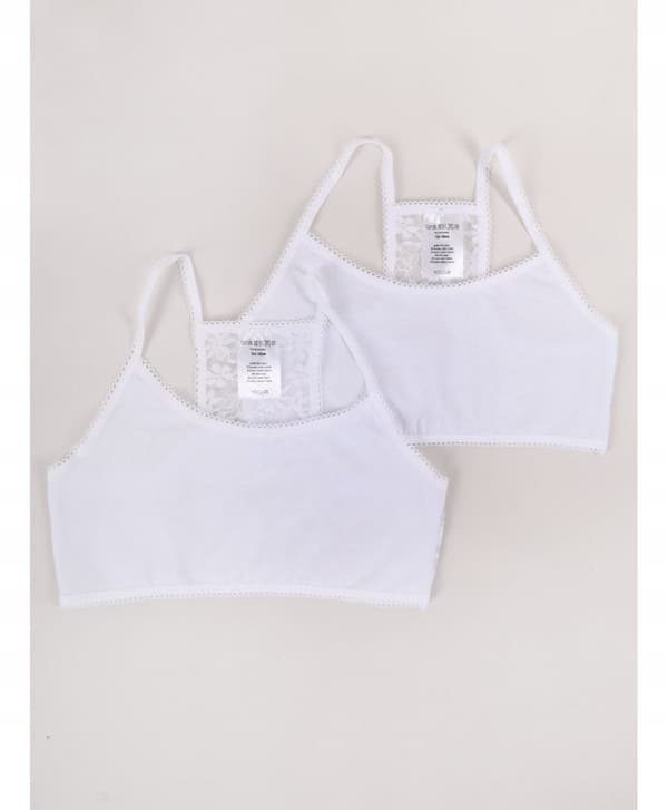 YO! 2-pack sportbh i bomull vit med spets 146/152