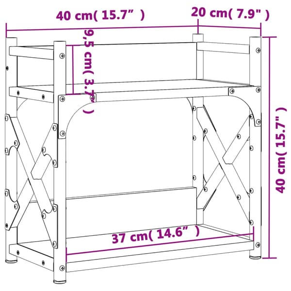 vidaXL 2-lags printerstativ brun eg 40x20x40 cm