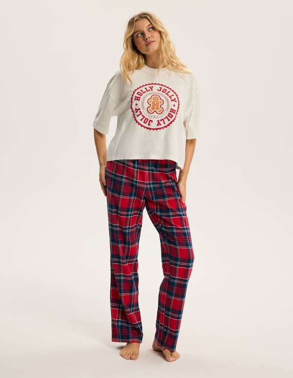 Candy Cane Bloovii Dampyjamas med kort ärm | Vit S