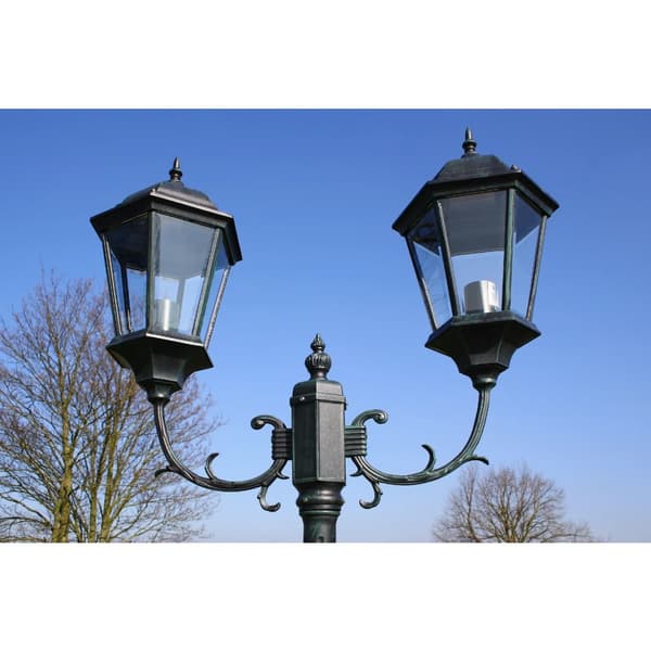 vidaXL 2-armet havegulvlampe 230 cm mørkegrøn/sort