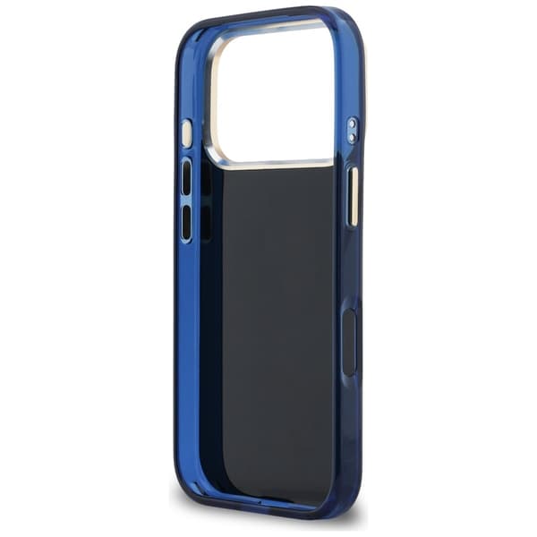 Guess IML 4G Script Metal-cover til iPhone 17 Pro Max blåt