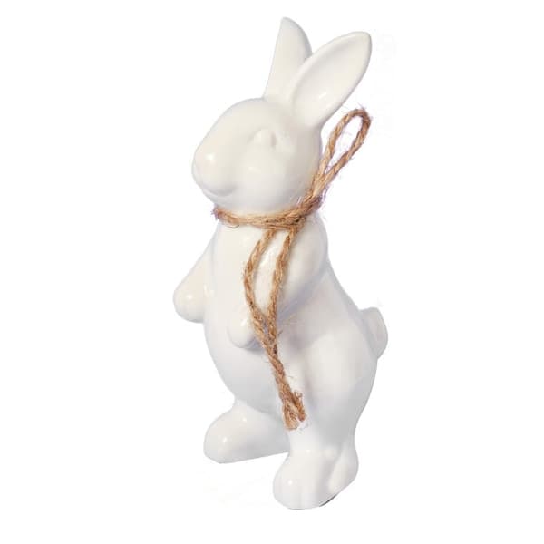 STÅENDE KANINFIGUR I KERAMIK, VIT