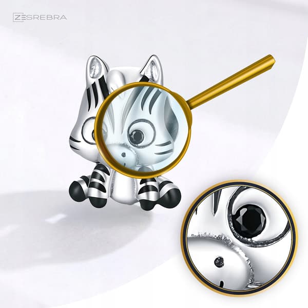 Berlocker zebrapärlor silver pr 925 djurhänge silverränder