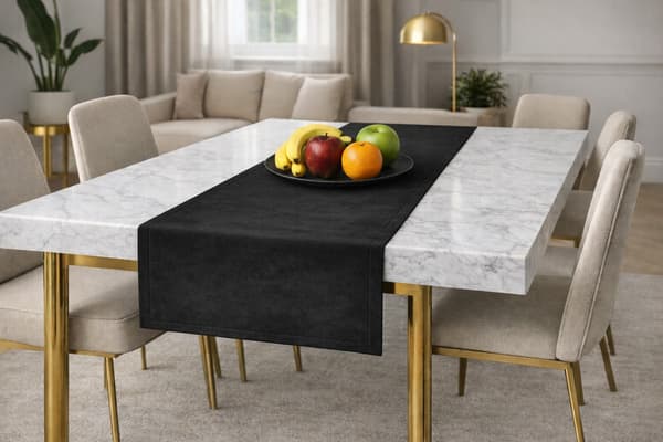 Sort sammetsdug 40x140 cm, enfarvt klassisk