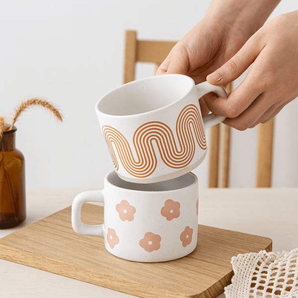 Keramisk mugg, blommönster, 250ml - KB30